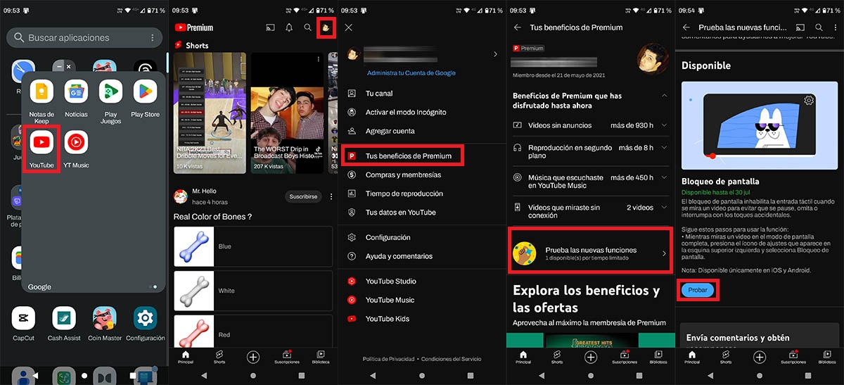 Activar funcion bloqueo de pantalla en YouTube