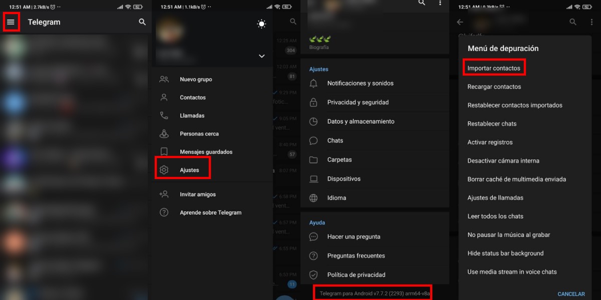 Activar las opciones para Android en Telegram