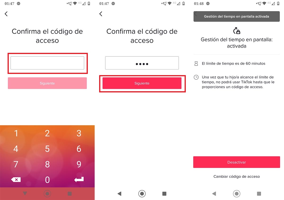 Activar limite de uso TikTok