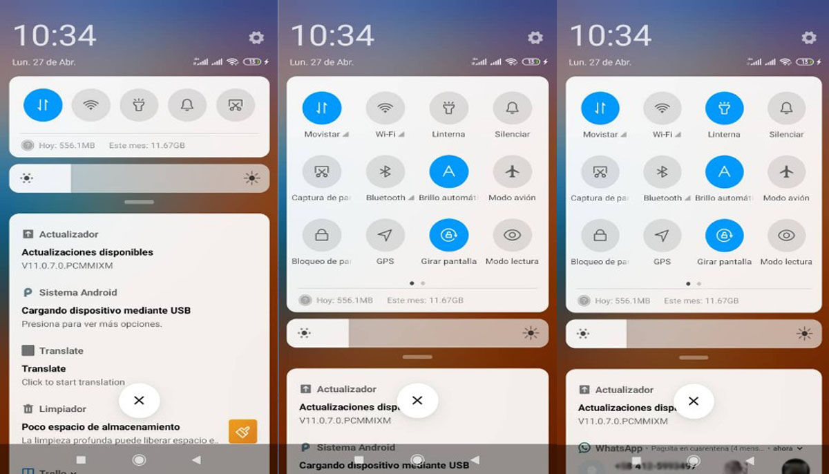 Activar linterna configuracion rapida