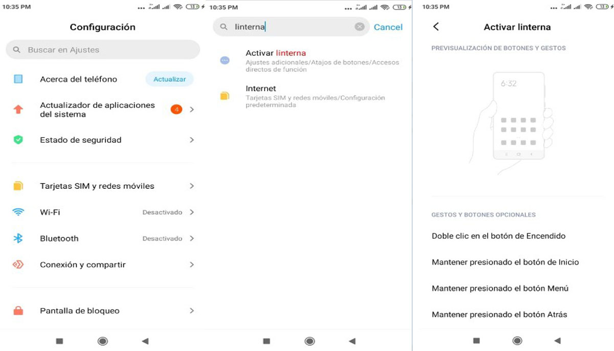Activar luz flash Android