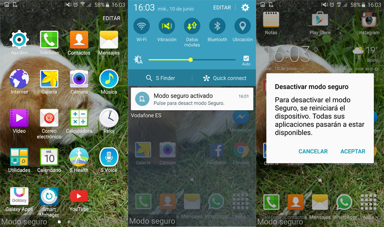 Activar modo seguro Galaxy S6