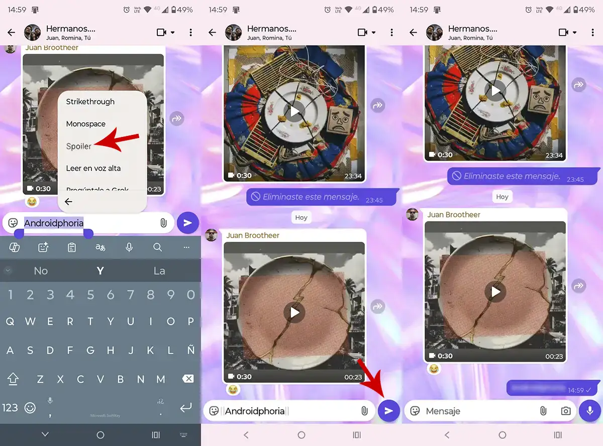 Activar modo spoiler chat de WhatsApp