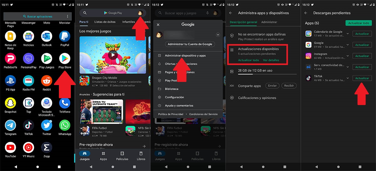 Actualizar la app de TikTok en Android