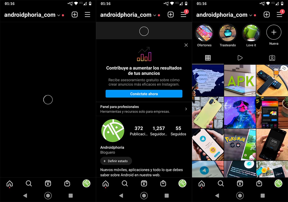 Actualizar perfil de Instagram para ver fotos