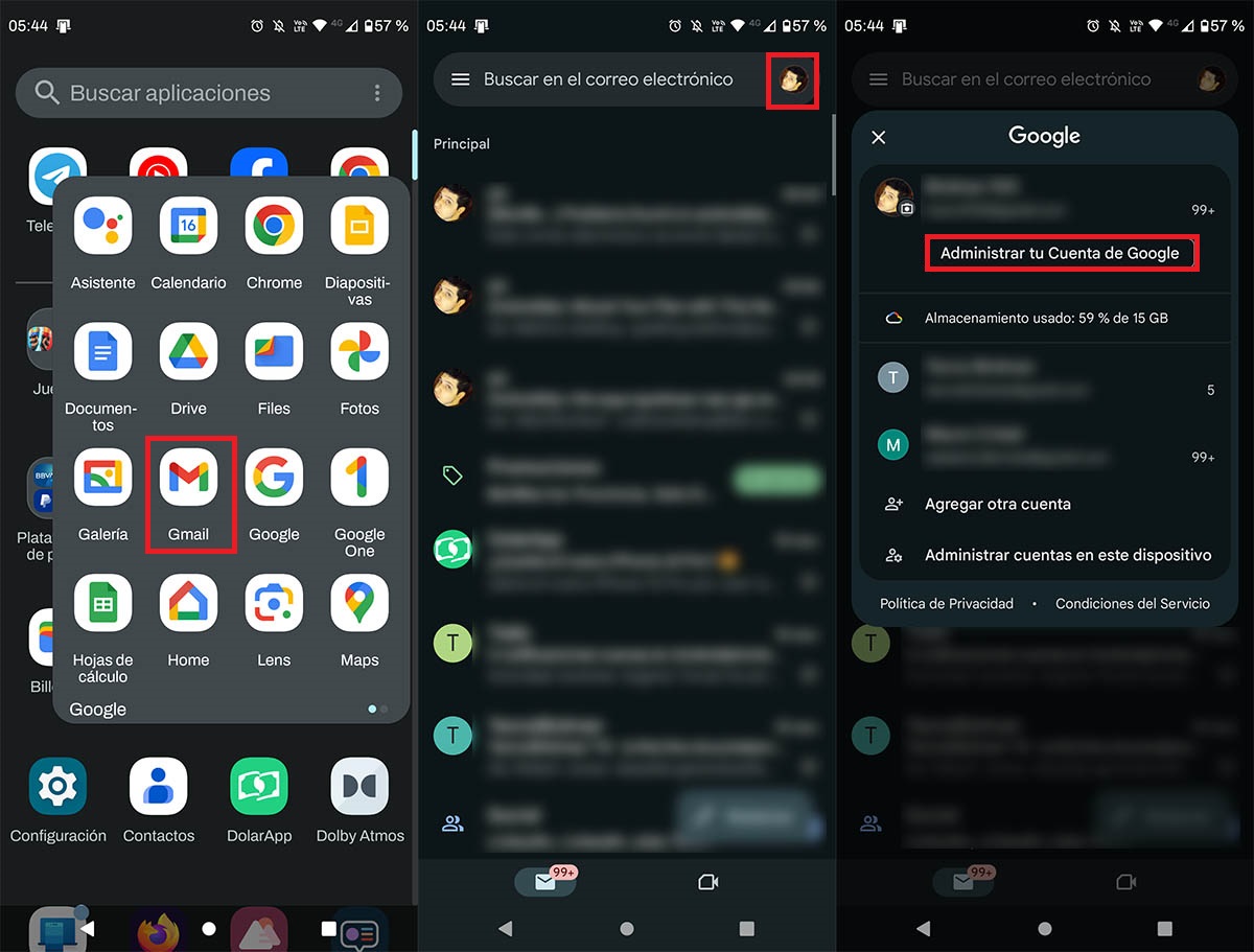 Administrar cuenta de Google en Android