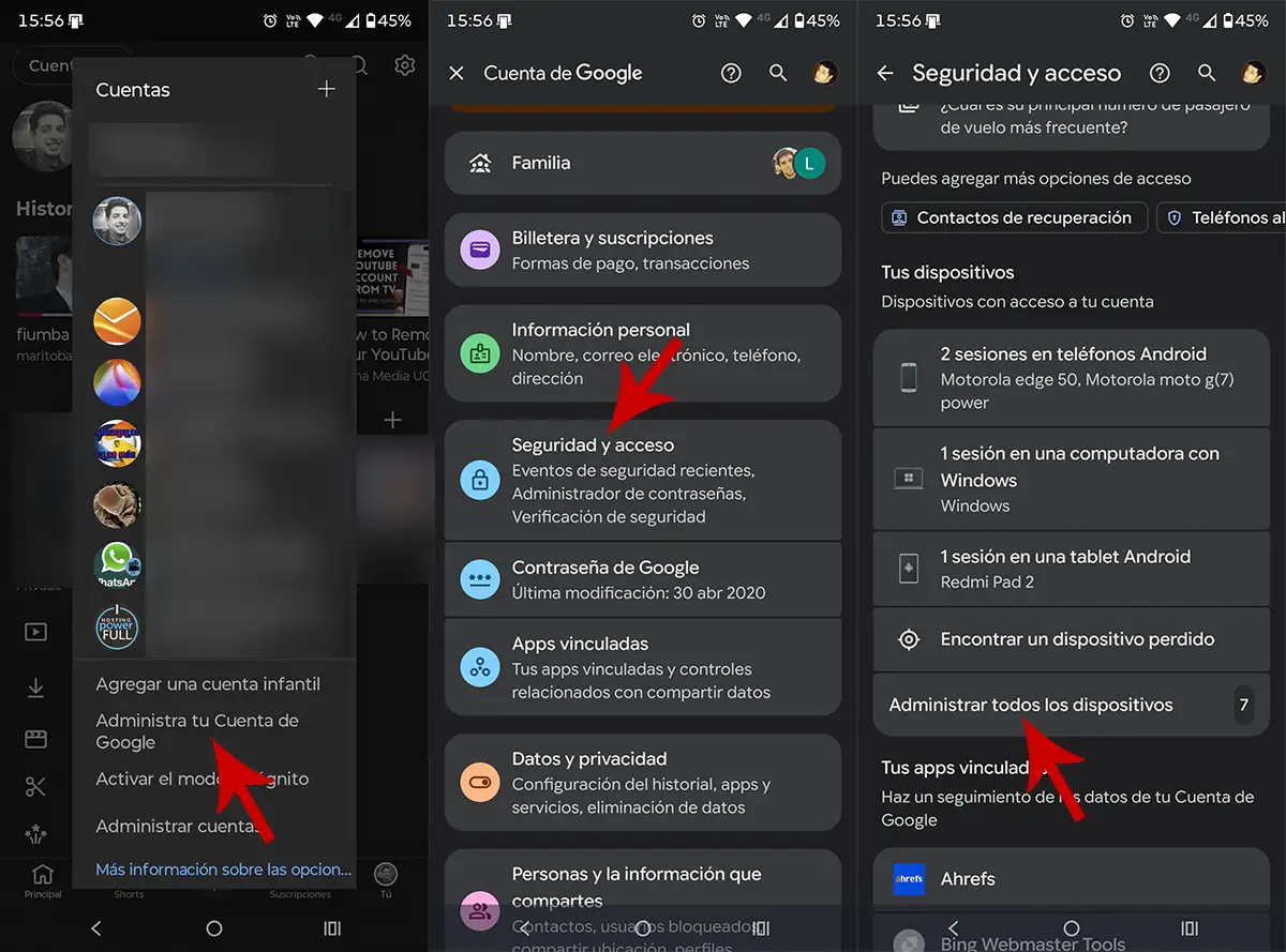 Administrar dispositivos Google