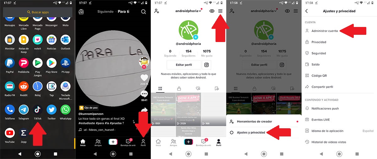 Administrar tu cuenta de TikTok