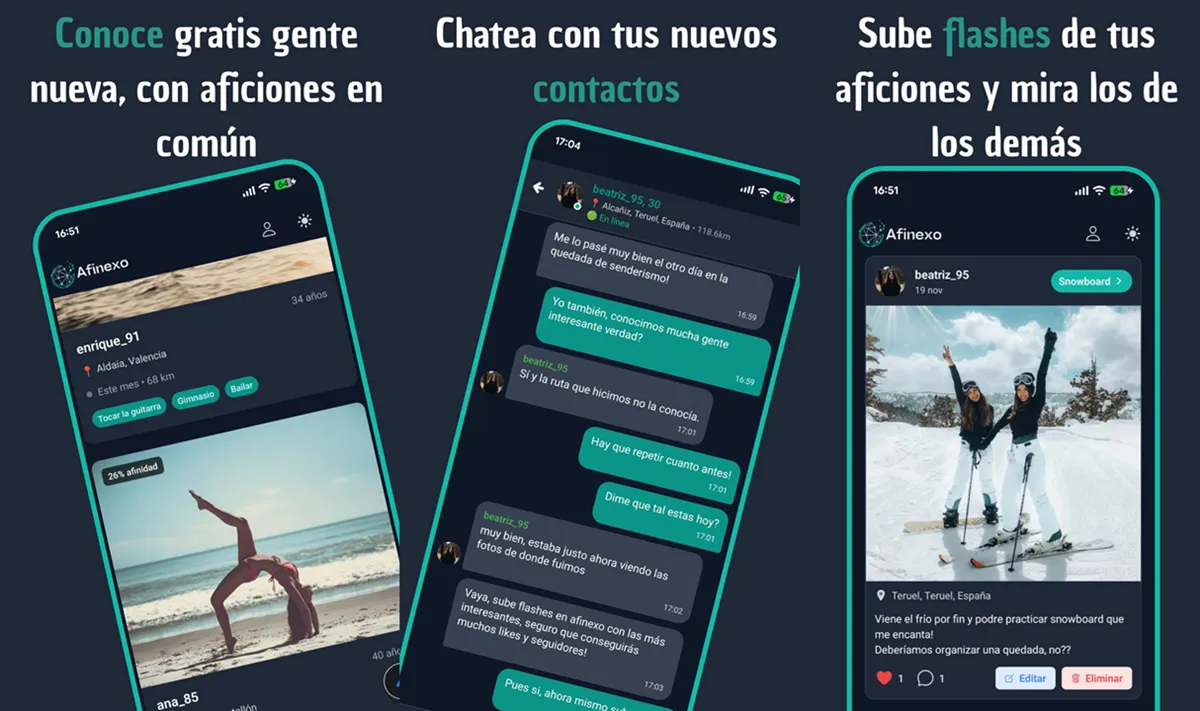 Afinexo encuentra amigos con tus mismos intereses en Espana