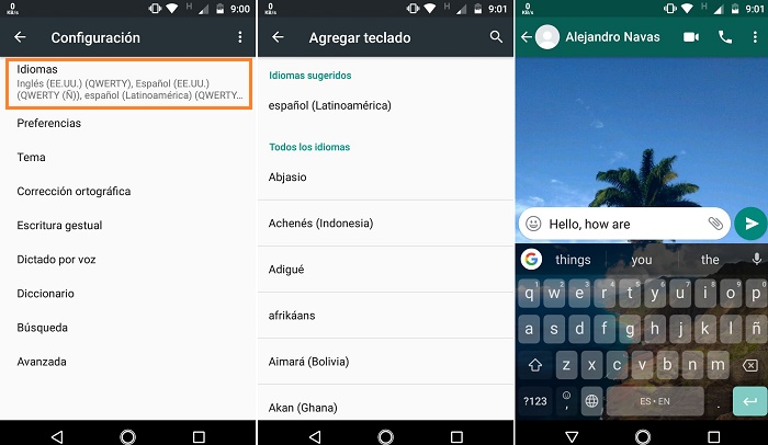 Agregar idiomas en teclado de Google