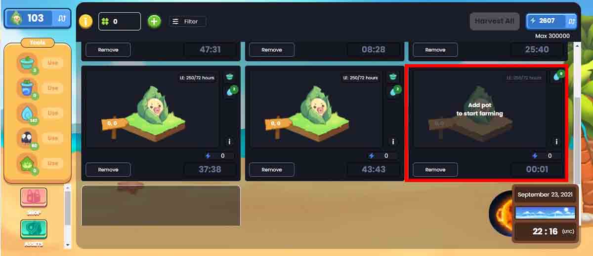 Agregar maceta y agua Plant vs Undead