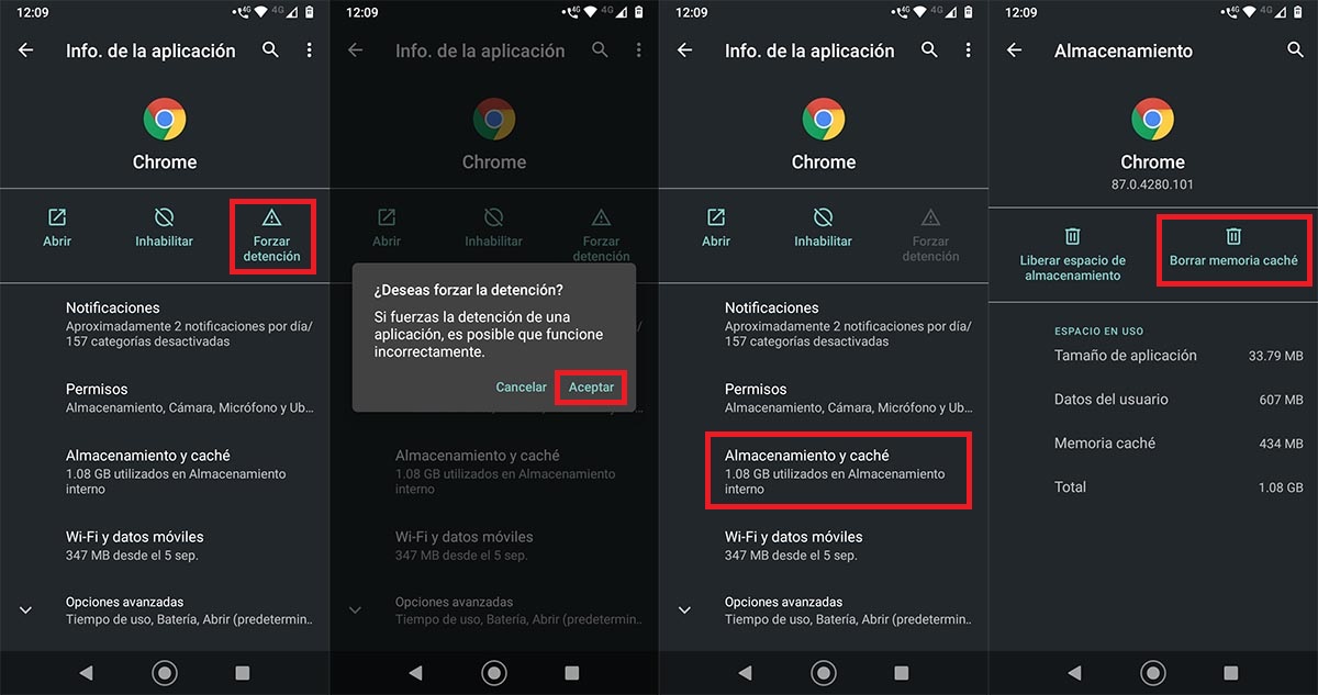 Ajustes Chrome en Android