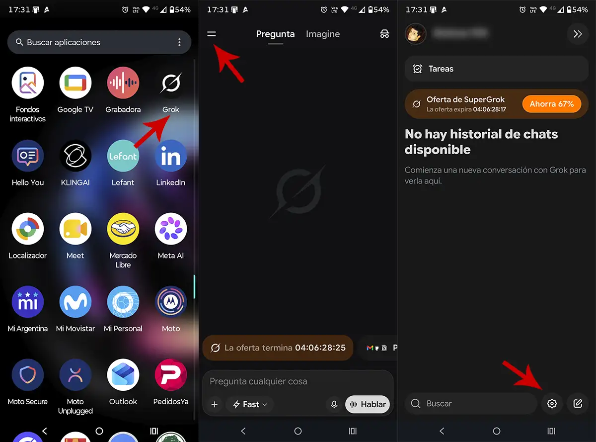 Ajustes Grok app