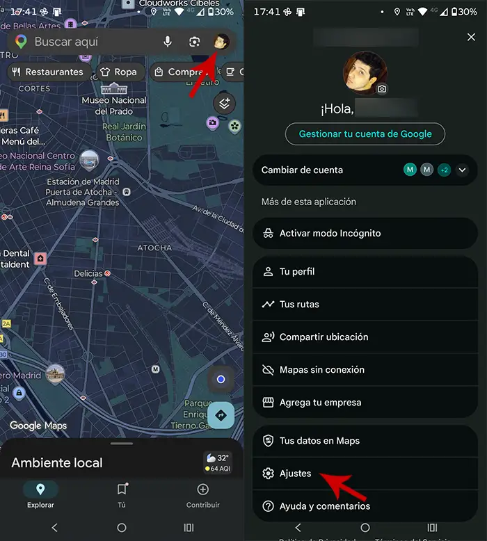 Ajustes de Google Maps en Android