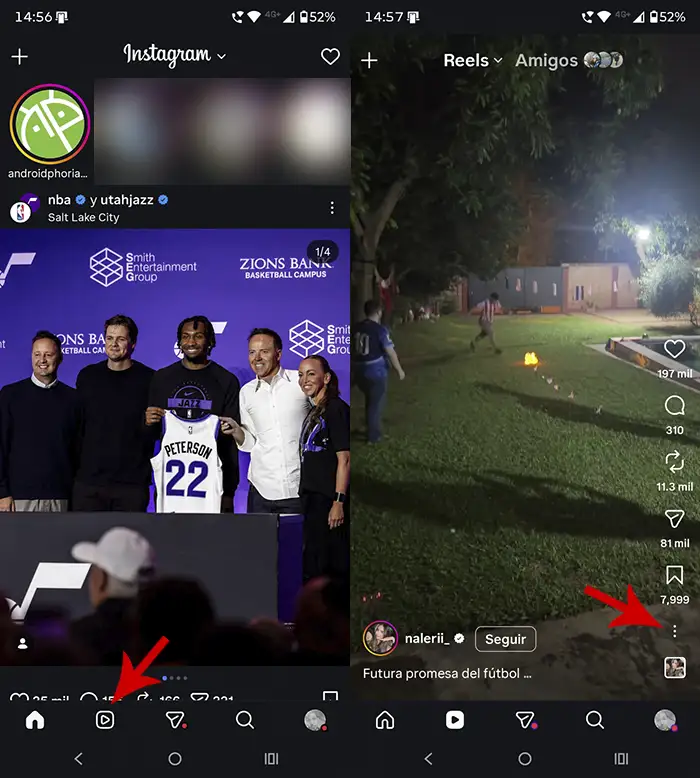 Ajustes de Reels en Instagram
