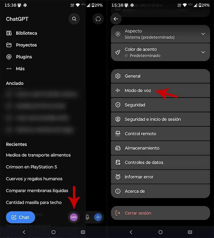 Ajustes de voz en ChatGPT
