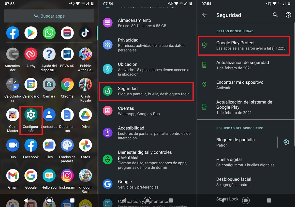 Ajustes seguridad Android