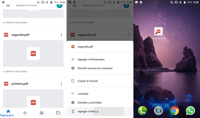 Anadir acceso directo Google Drive en Android