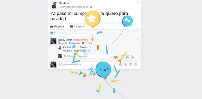 Animacion de la palabra felicitaciones de Facebook