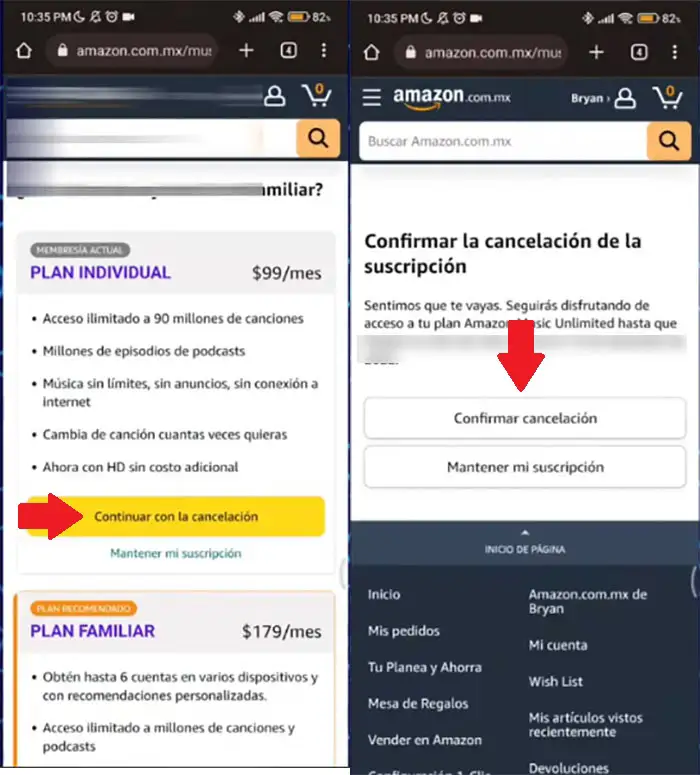 Anular suscripción Amazon Music desde el móvil