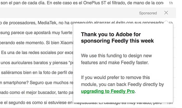 Anuncio Adobe Feedly