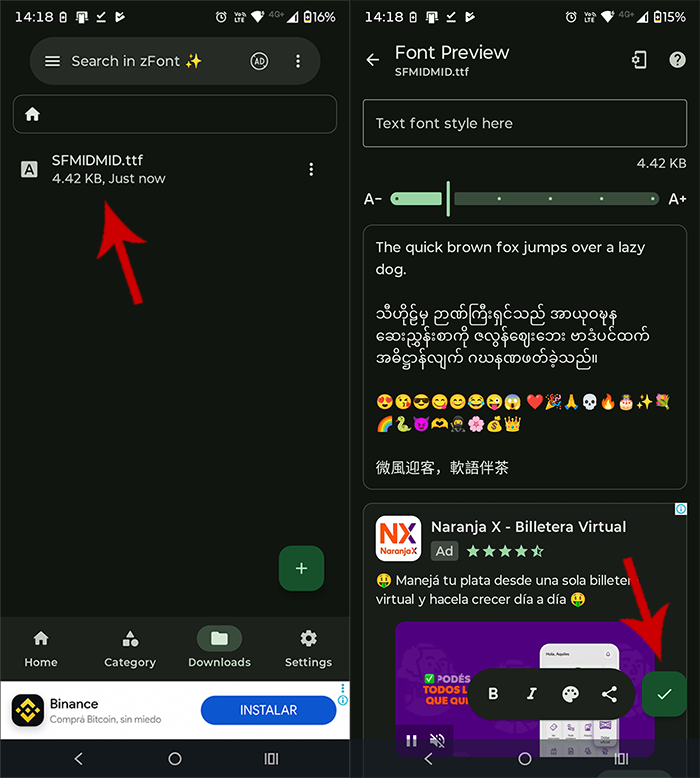Aplicar fuente del iPhone Duo en móvil Android