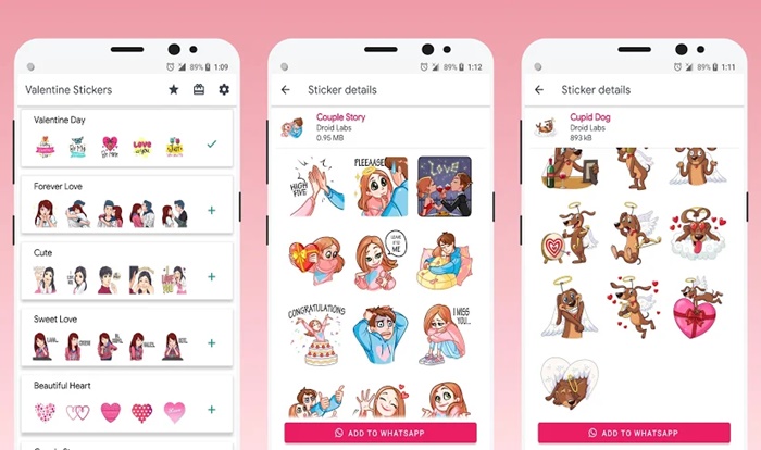 App de stickers del día de San Valentin para WA