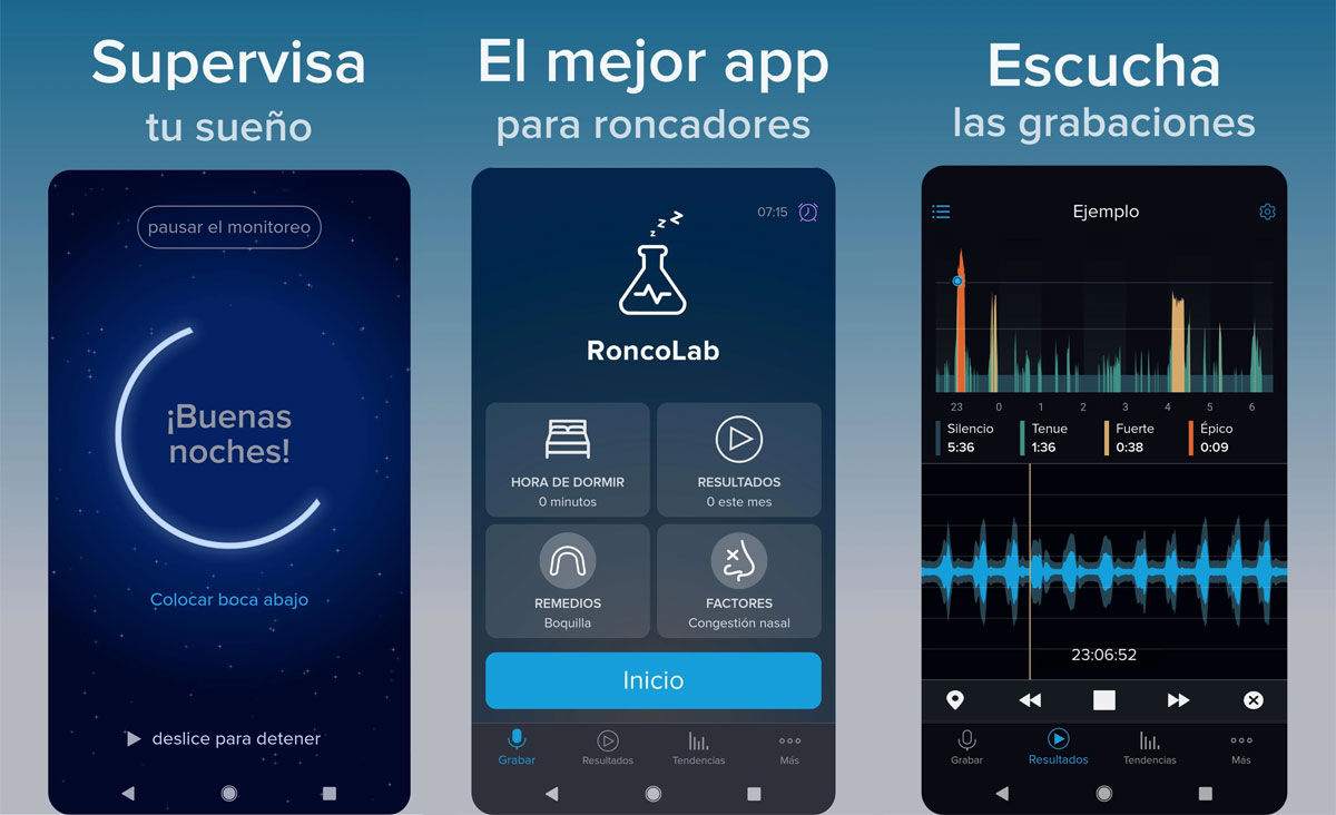 Grabar ronquidos gratis con tu móvil Android: RoncoLab