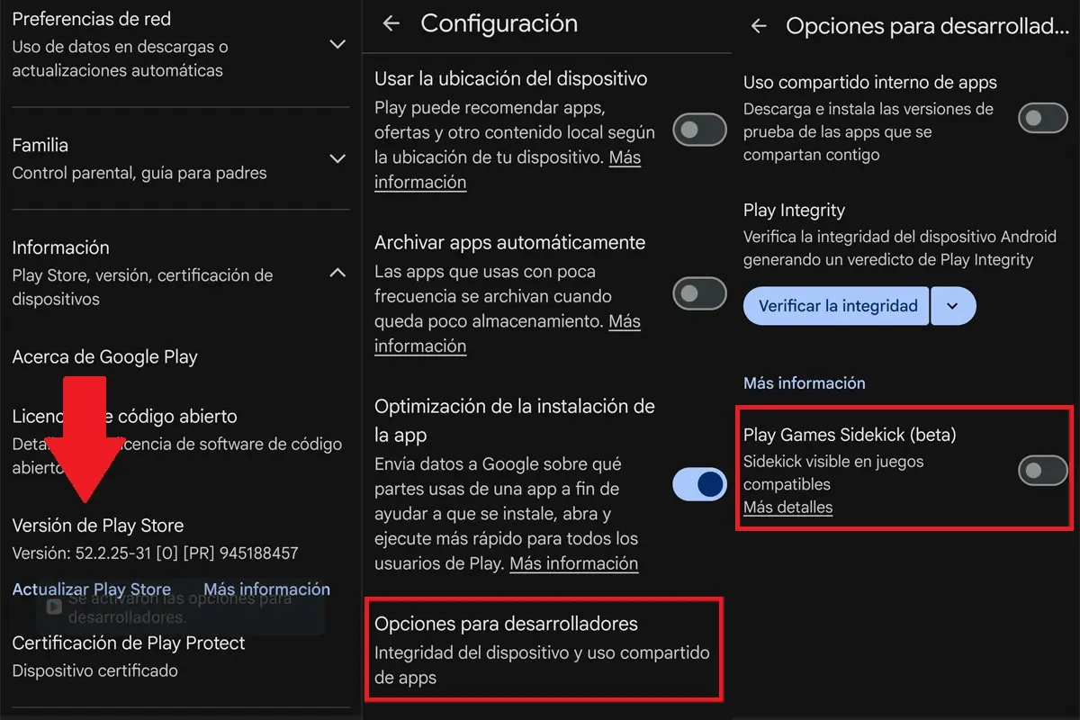 Cómo activar o desactivar Sidekick en Google Play