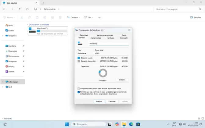 Beelink ME Pro almacenamiento instalado