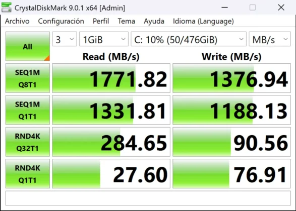 Beelink ME Pro velocidad de disco