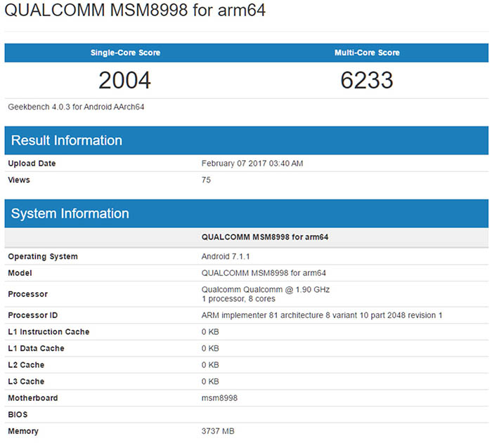 Benchmark Galaxy S8 Snapdragon 835