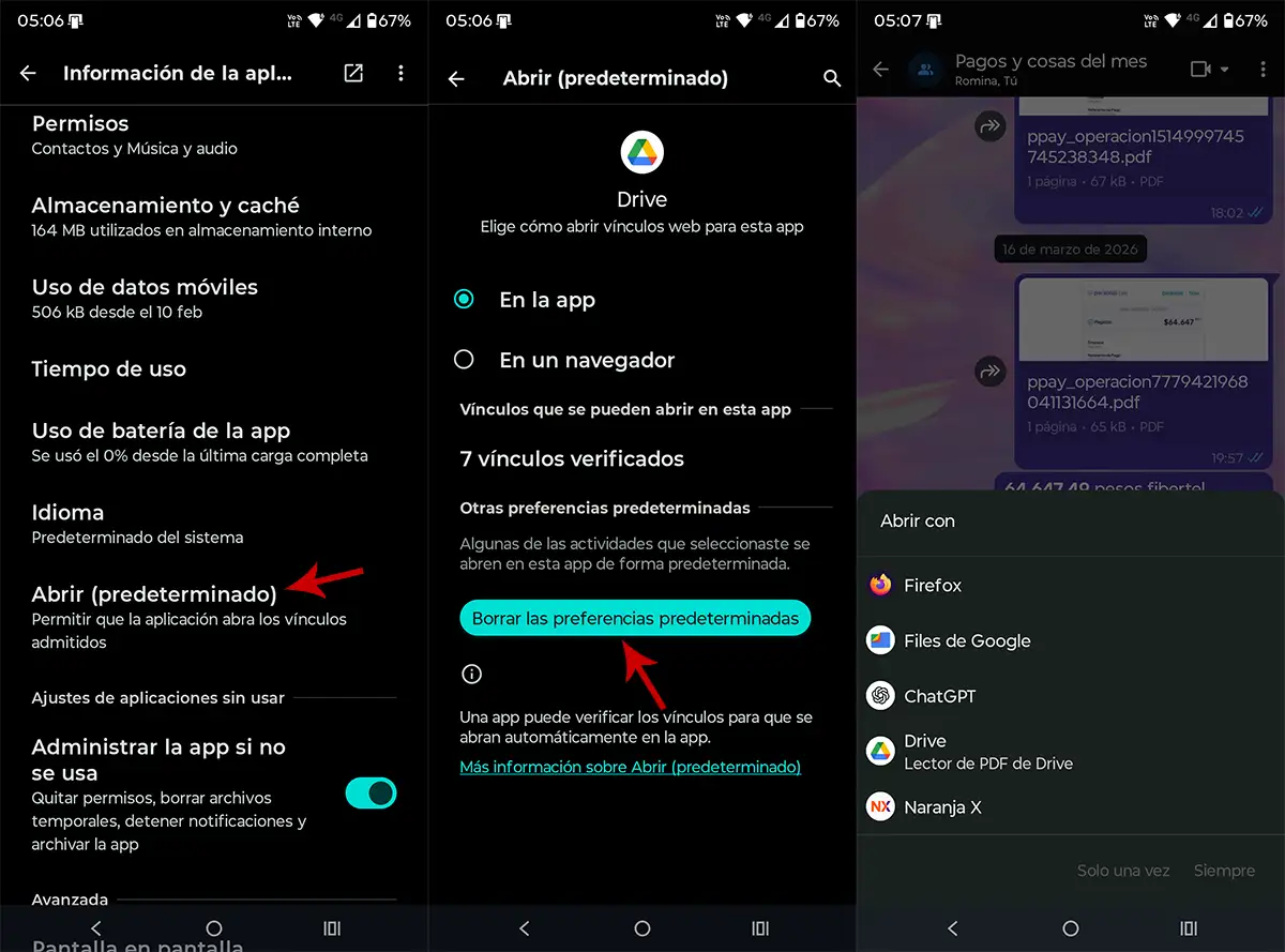 Borrar app predeterminada PDF Android
