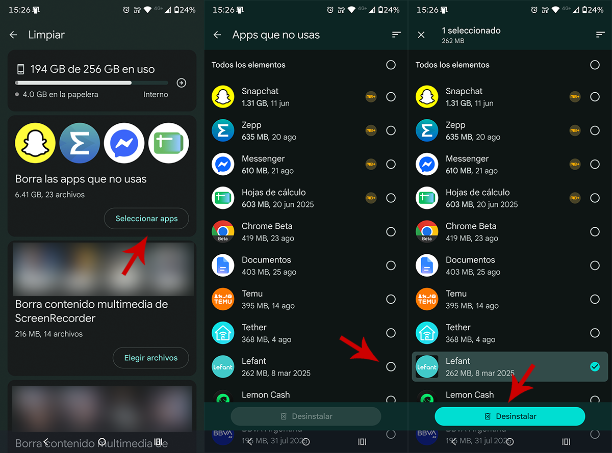 Borrar apps que no usas en Android