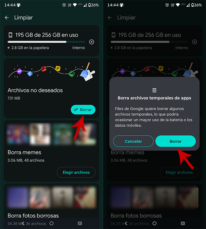 Borrar archivos no deseados en Android