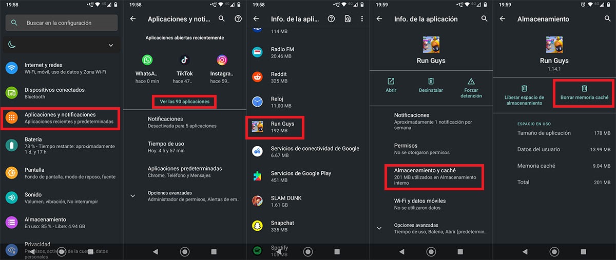 Borrar cache Run Guys Android