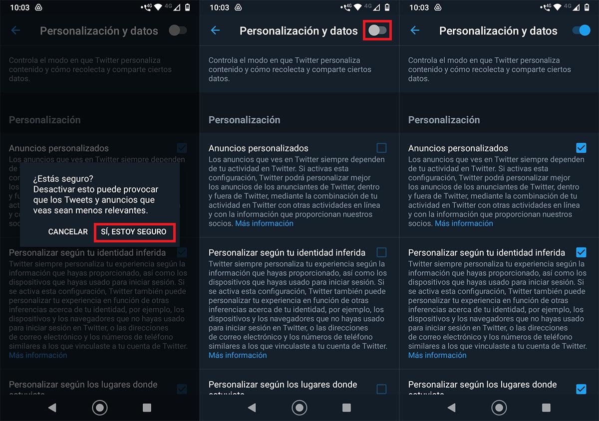 Borrar cookies en Twitter Android