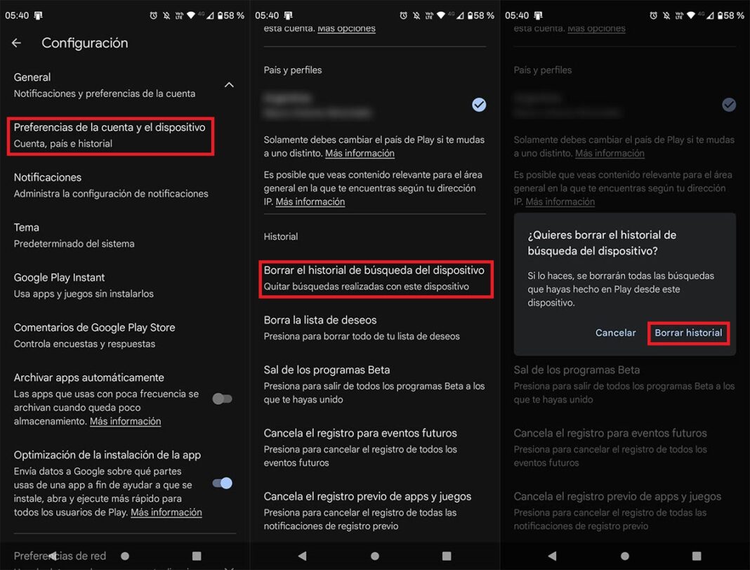 Cómo borrar el historial de Google Play Store: compras, búsquedas y más
