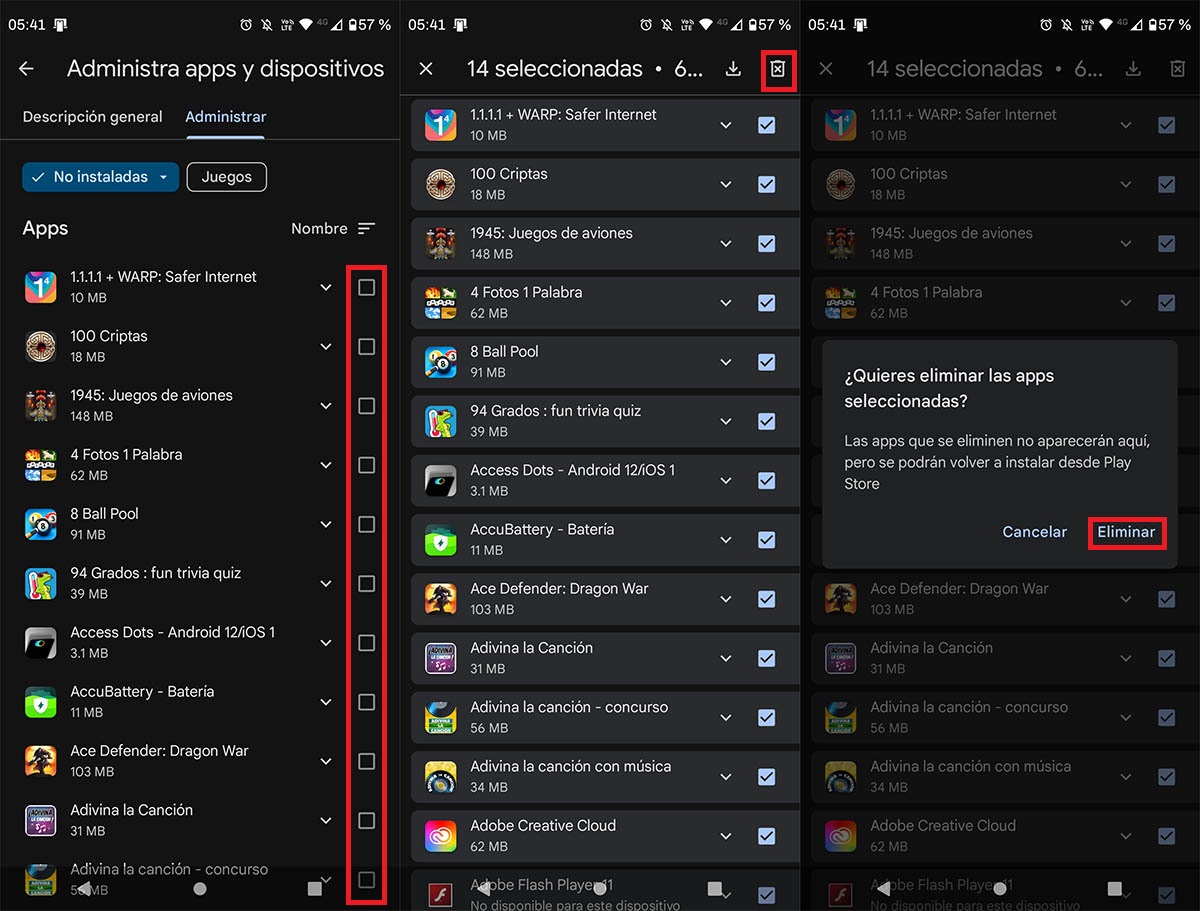Borrar historial de descargas Play Store