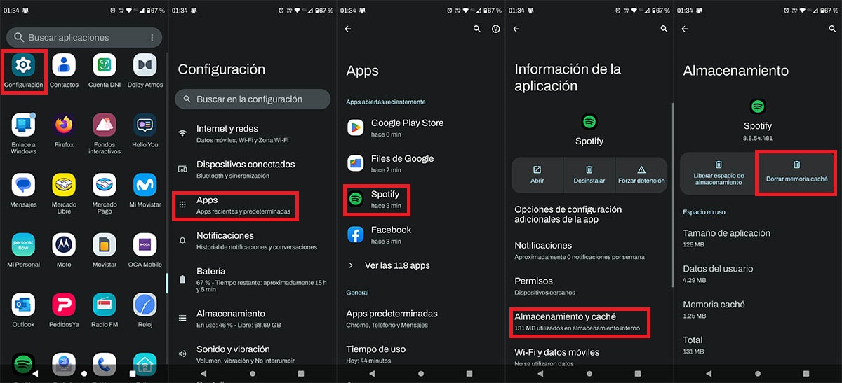 Borrar la caché de Spotify en Android