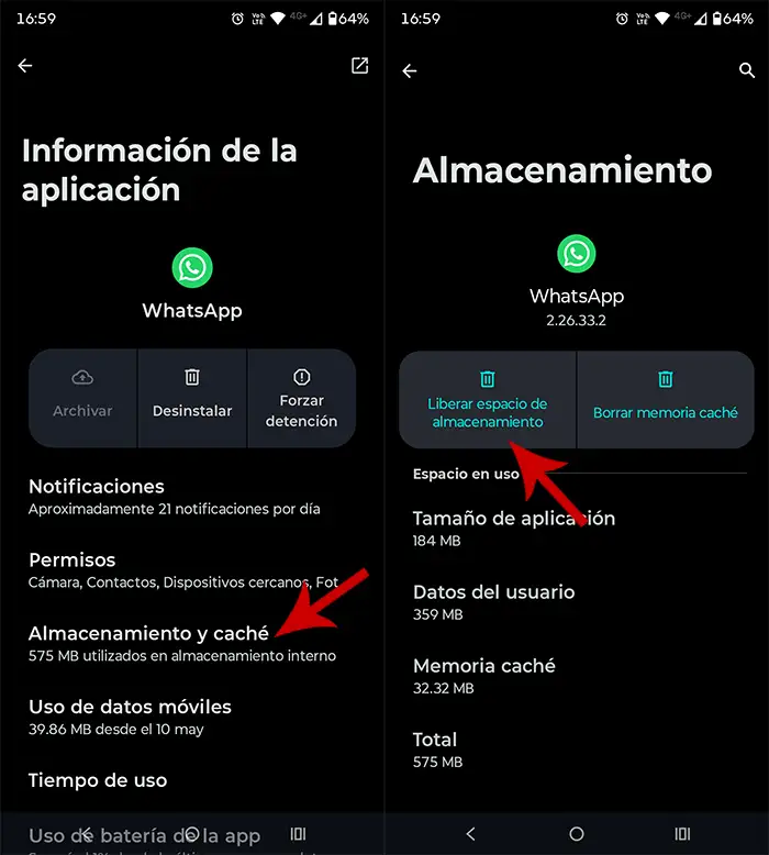 Borrar los datos de WhatsApp en el teléfono