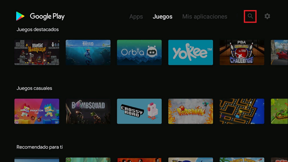 Buscar apps Android TV