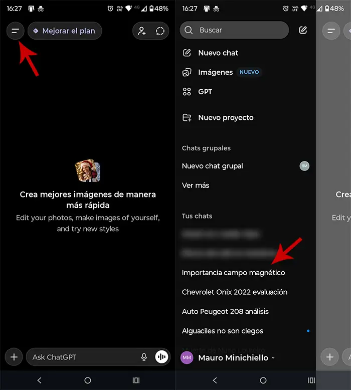 Buscar chat a fijar ChatGPT