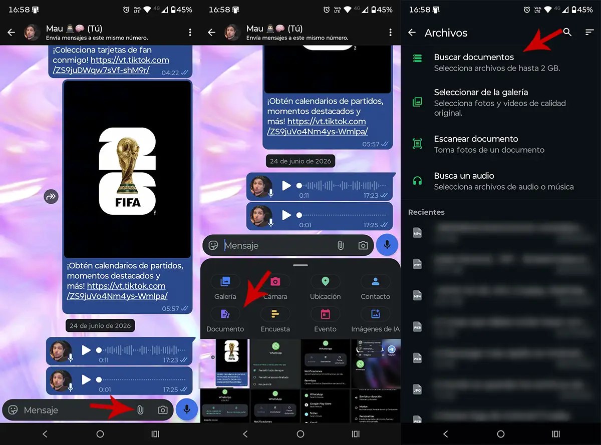 Buscar documentos en WhatsApp para enviar imagenes