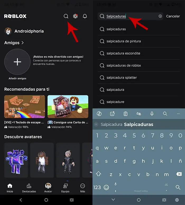 Buscar juego Salpicaduras Roblox