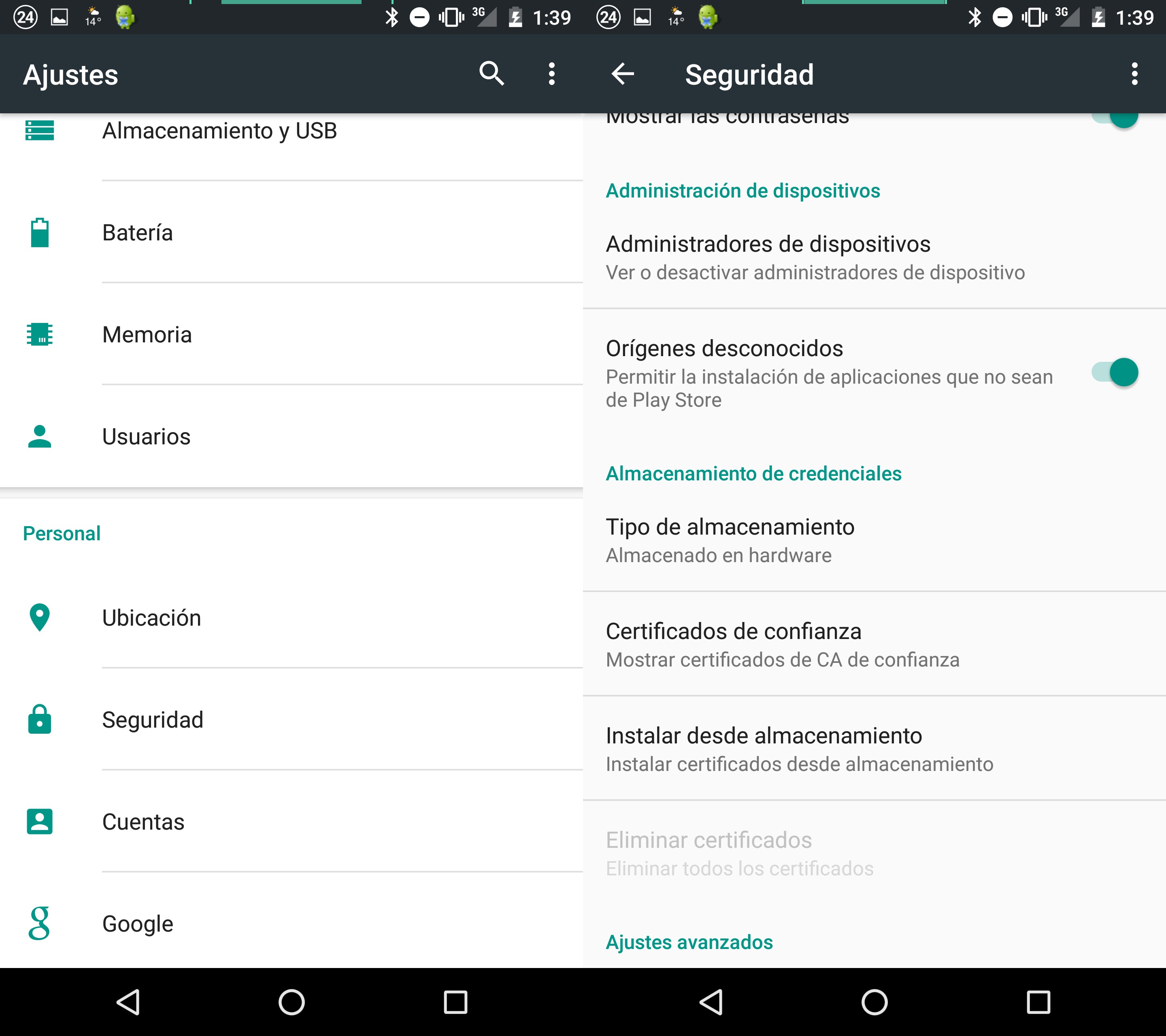 Cómo activar los orígenes desconocidos en Android 6.0 Marshmallow