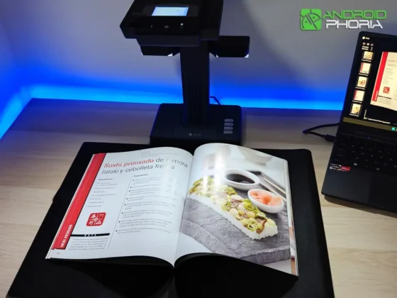 CZUR ET MAX para escanear paginas con acabado brillante es mejor usar el modulo de luz indirecta