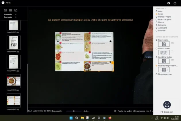 CZUR ET MAX tambien ofrece seleccion de areas especificas del documento que son reconocidas automaticamente