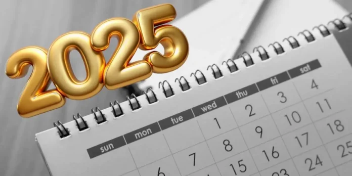 Calendario 2025 para imprimir con dias festivos y en PDF