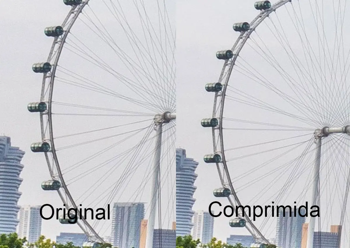 Diferencia de calidad en una foto original en Google Fotos y una comprimida